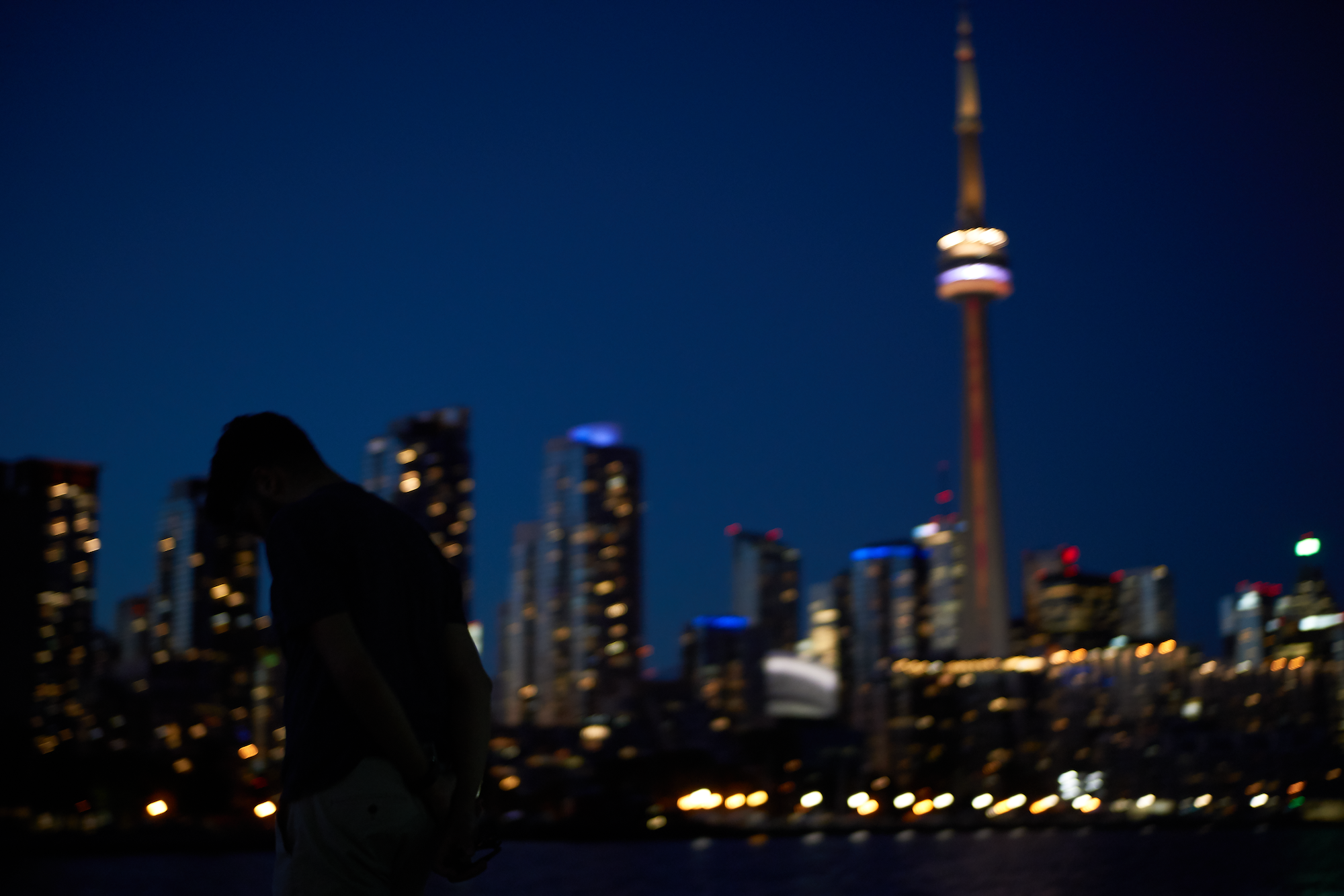 Me looking down with the Toronto skyline behind me, August 2018