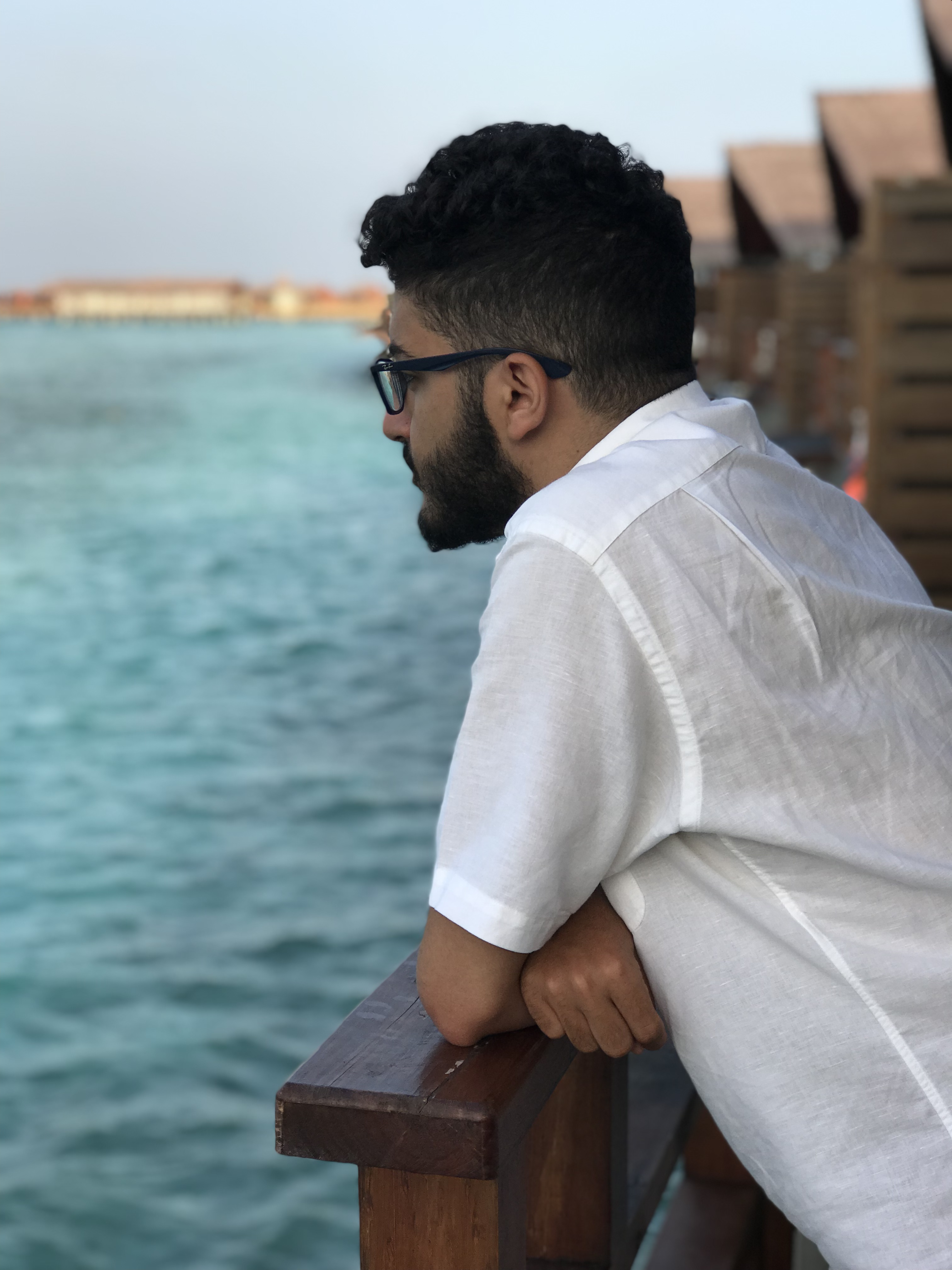 Me looking at the ocean in the Maldives, January 2019