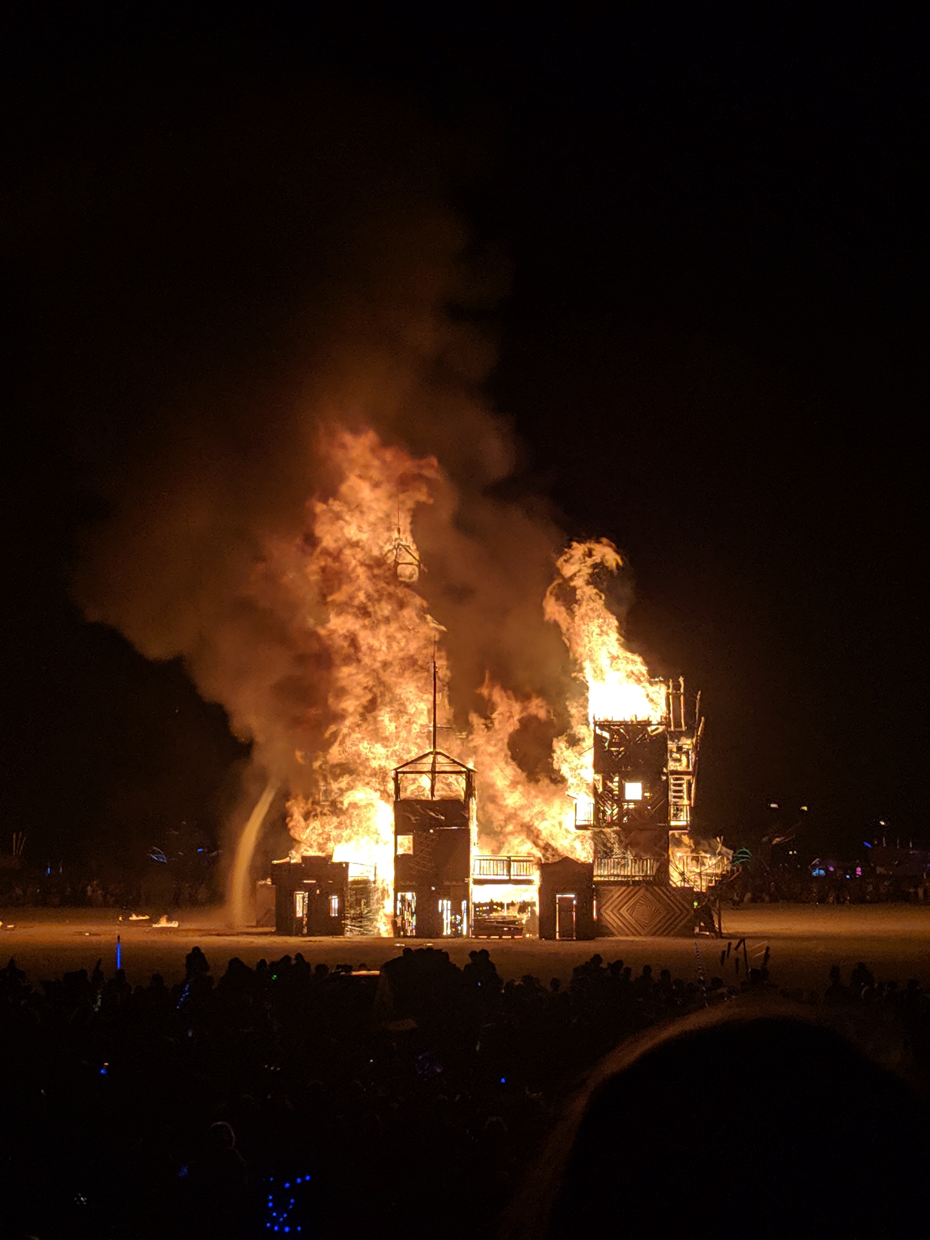 Burning Man art installation on fire, August 2019