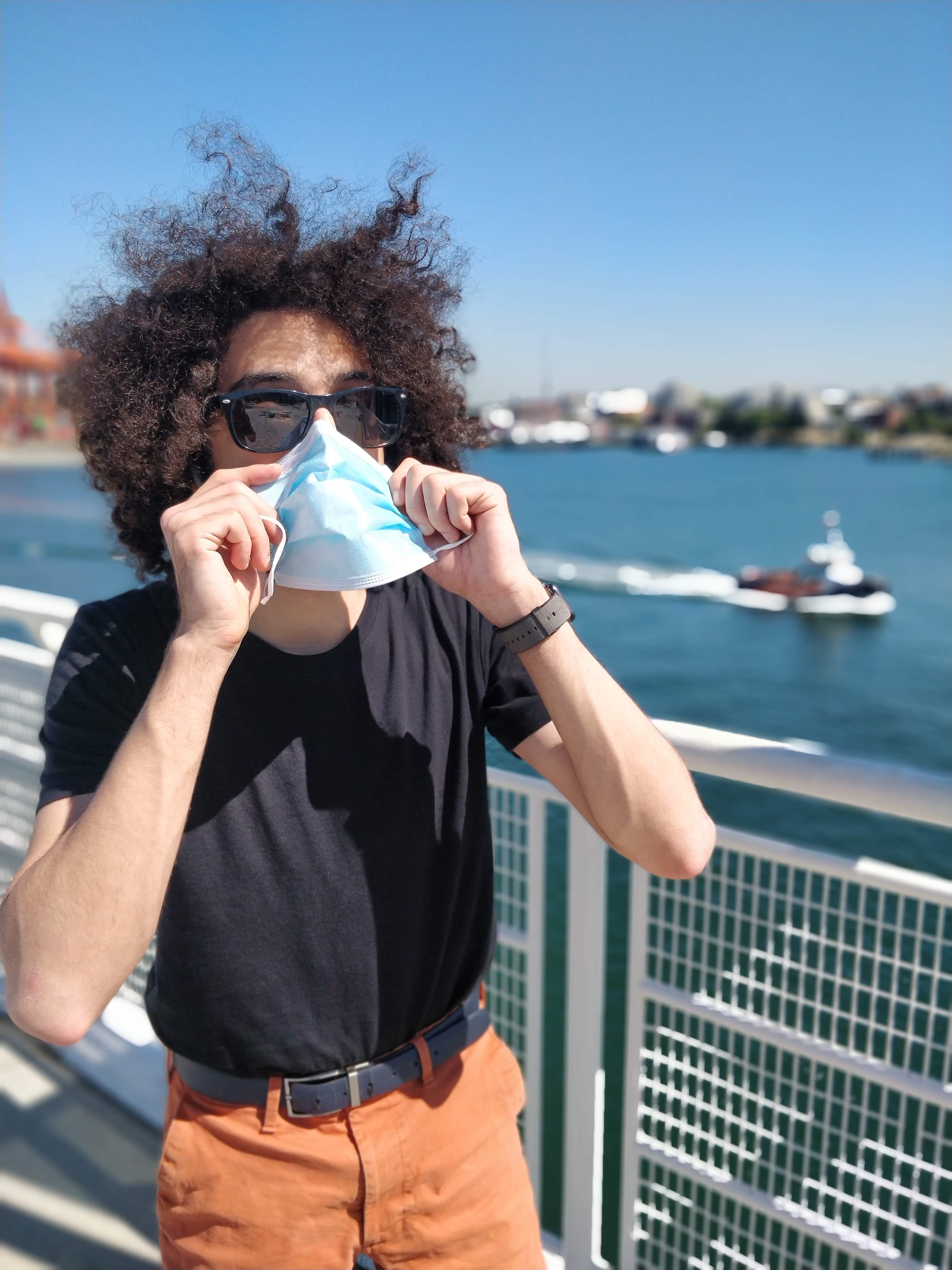 Me in the middle of wearing a mask in Vancouver, August 2021